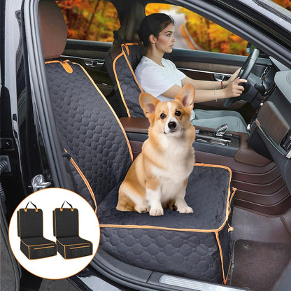1 Pack Front Seat Car Cover, Waterproof Dog Car Seat Cover, Non-Slip & Scratch-Proof, Pet Car Seat Protector with Side Flaps and Storage Pocket, Car Seat Cover for Most Cars, Trucks and SUVs