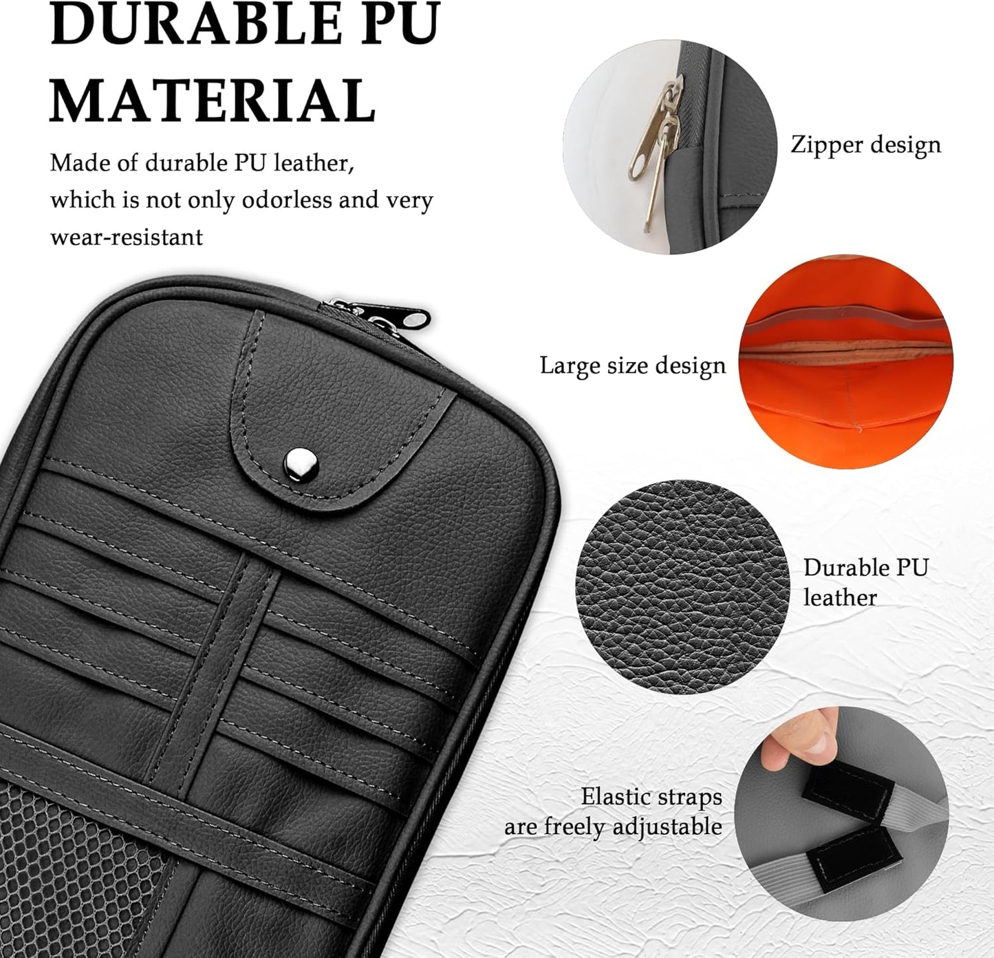 Multi-Purpose Car Visor Organizer with Sun Glass Holder & Card Holder,PU Leather Truck Visor Organizer with Multi-Pocket and Zipper,Universal Car Storage Organizers