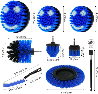 10 Pack Drill Brush Attachment Set, Drill Scrubber Brush Kit, Drill Cleaning Brush, Scrub Brush for Grout Floor Tub Shower Bathtub Tile Sink Toilet Bathroom Kitchen Car Yellow