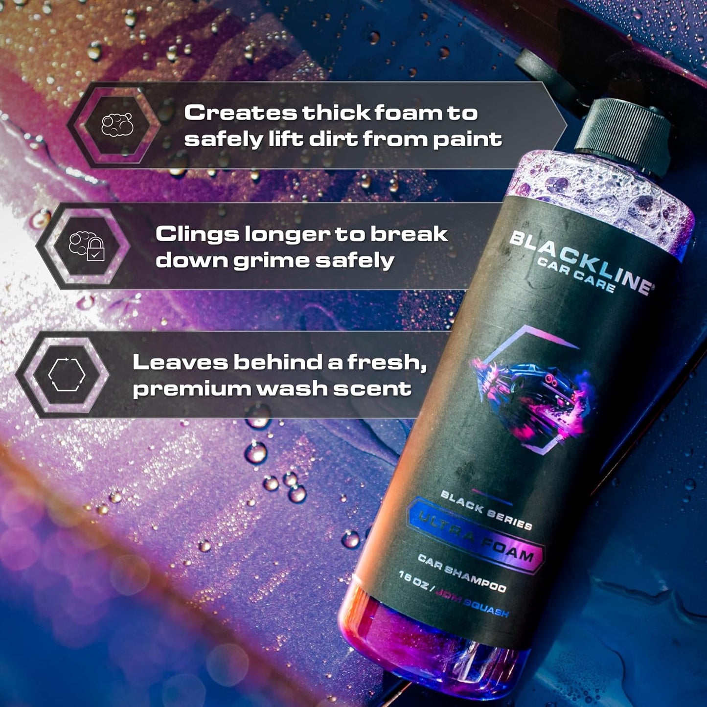Blackline Automotive Extreme Foaming Car Shampoo - Extreme Ultra Foam Perfect for Ceramic Coatings - Compatible with Foam Cannon for Pressure Washer (16 FL Oz, Dark Ice)