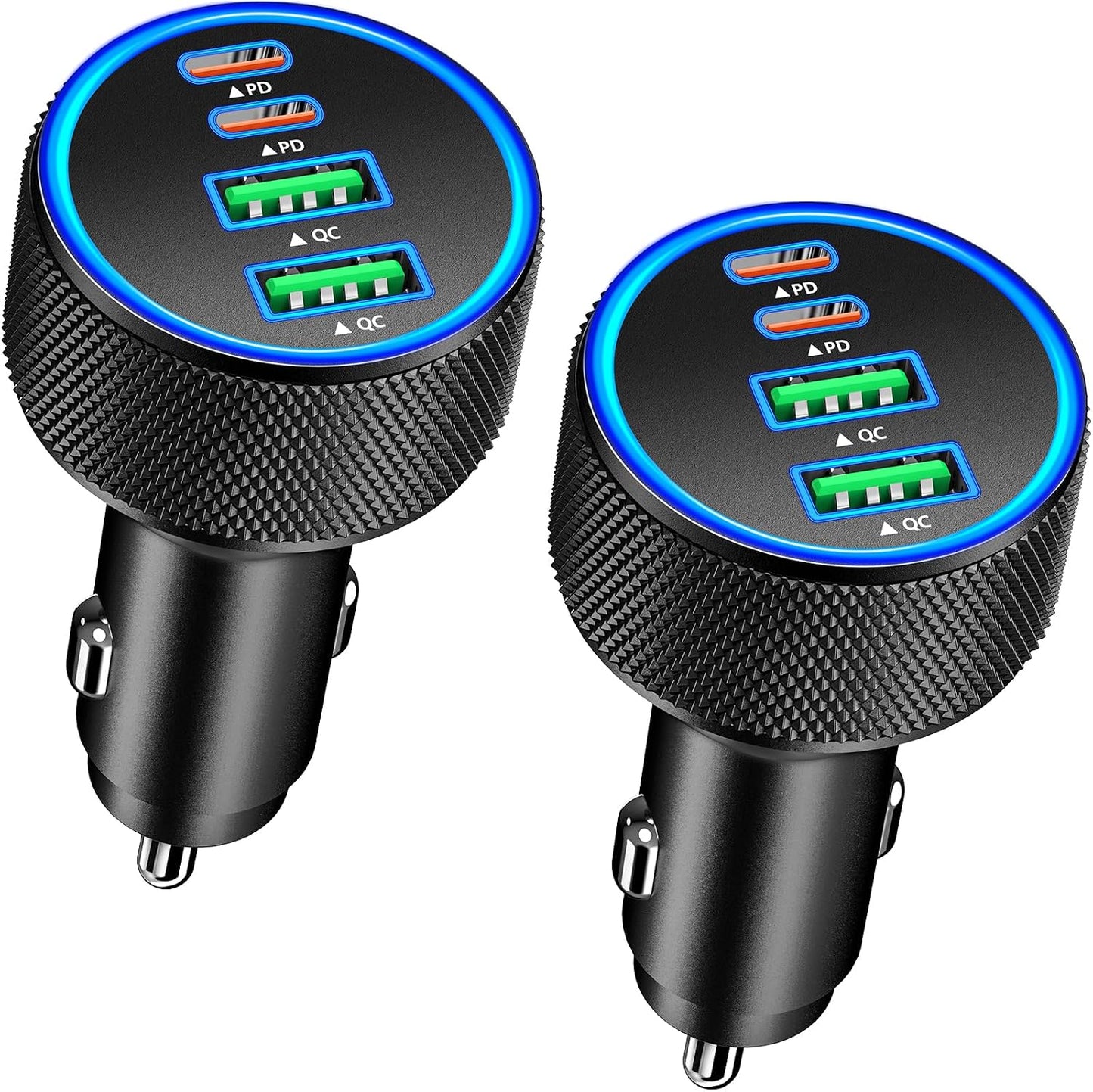 USB C Car Charger, Rombica 2Pack 3-Port 67W Dual PD USB-C&USB-A Car Power Cigarette Lighter USB Charger 3 in 1 PD/QC Type C Fast Car Charge for iPhone 17 17 Pro Max 16 15 14 13 12/Galaxy S26 S25/Pixel