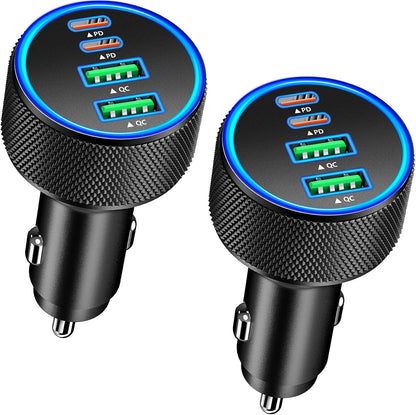 USB C Car Charger, Rombica 2Pack 3-Port 67W Dual PD USB-C&USB-A Car Power Cigarette Lighter USB Charger 3 in 1 PD/QC Type C Fast Car Charge for iPhone 17 17 Pro Max 16 15 14 13 12/Galaxy S26 S25/Pixel
