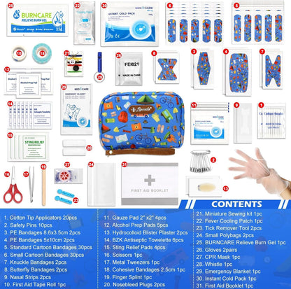 Portable Travel First Aid Kit for Kids and Adults, 143 Pieces All-Purpose Emergency First Aid Kit for Home, Car, Diaper Bag, Survival, Camping, Hiking, and More