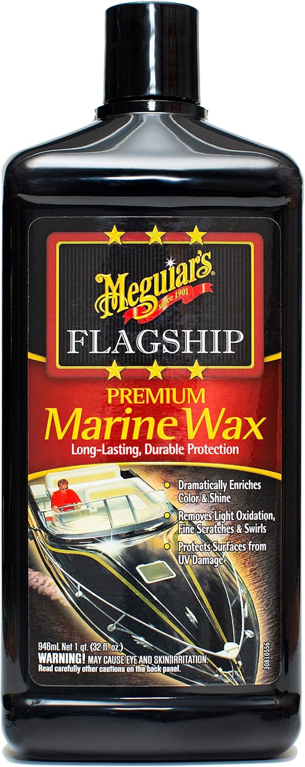 Meguiar's M6332 Flagship Premium Marine Wax, Easy to Use Boat Polish and Wax, Remove Scratches, Swirls, and Oxidation While Leaving Lasting Protection, 32 Oz Bottle