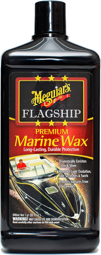 Meguiar's M6332 Flagship Premium Marine Wax, Easy to Use Boat Polish and Wax, Remove Scratches, Swirls, and Oxidation While Leaving Lasting Protection, 32 Oz Bottle