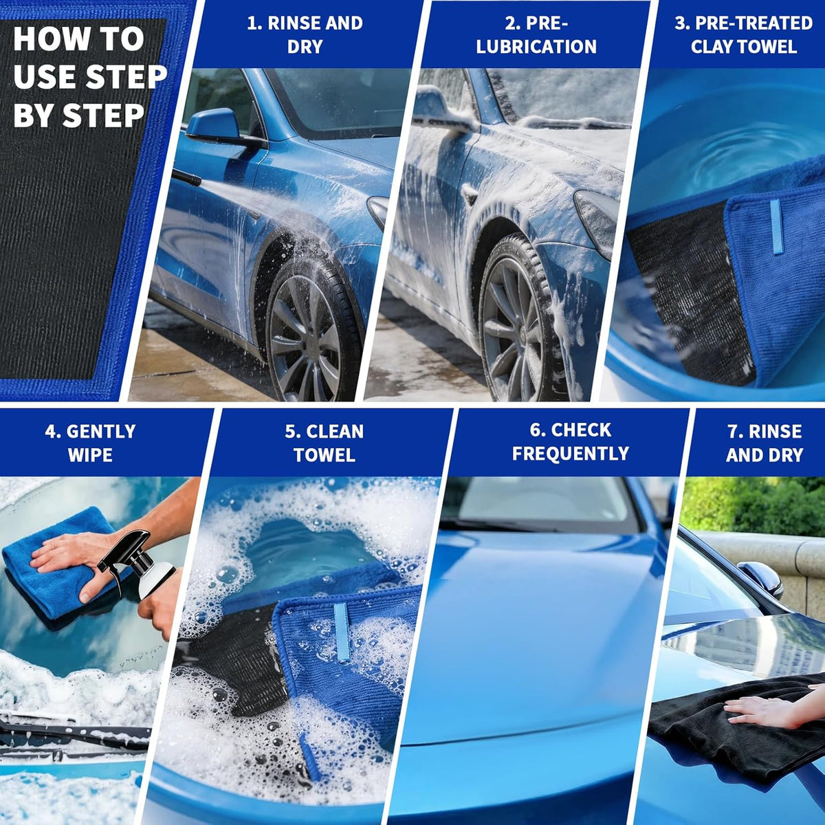 Clay Towel 2 Pack Auto Detailing - Fine Grade Microfiber Car Chamois Towel - DIY Detail Clay Bar Alternative