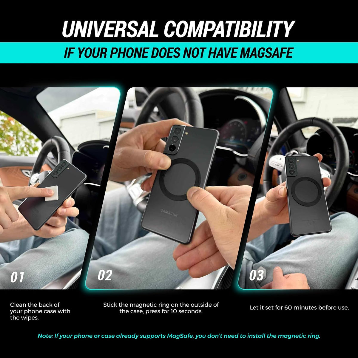 CARMOUNT Clutch-X™ Black – Vacuum Phone Mount Suction Cup Car Phone Holder for iPhone, Window Phone Mount for Travel, 360° Vacuum Magnetic Phone Holder for Car, Magnetic Phone Holder with Suction Cup