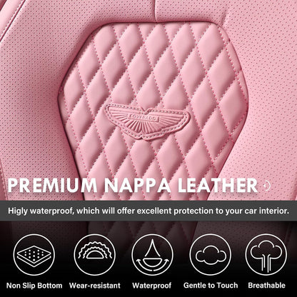 Coverado Seat Covers, Car Seat Covers Full Set, Black Car Seat Cover, Car Seat Covers Front Seats Back Seat Cover, Waterproof Car Seat Cushion, Leather Seat Covers Seat Protector Fit for Most Cars