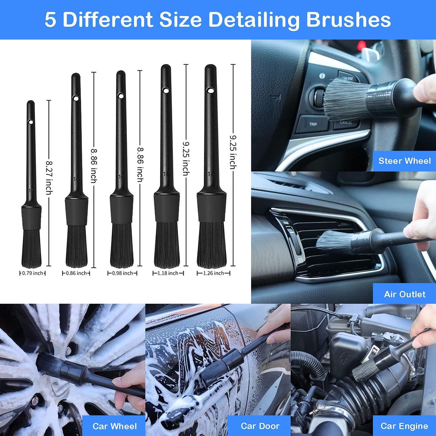 TTRCB 27Pcs Car Detailing Kit, Car Detailing Brush Set, Auto Detailing Drill Brush Set, Car Detailing Brushes, Car Wash Kit, Car Accessories, Car Cleaning Tools Kit for Interior, Exterior, Wheels