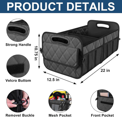 Deosk Car Trunk Organizer for SUV, Car Organizers and Storage with Reinforced Handles, Car Accessories for Women/Men 50LWaterproof Polyester Trunk Organizer, Black