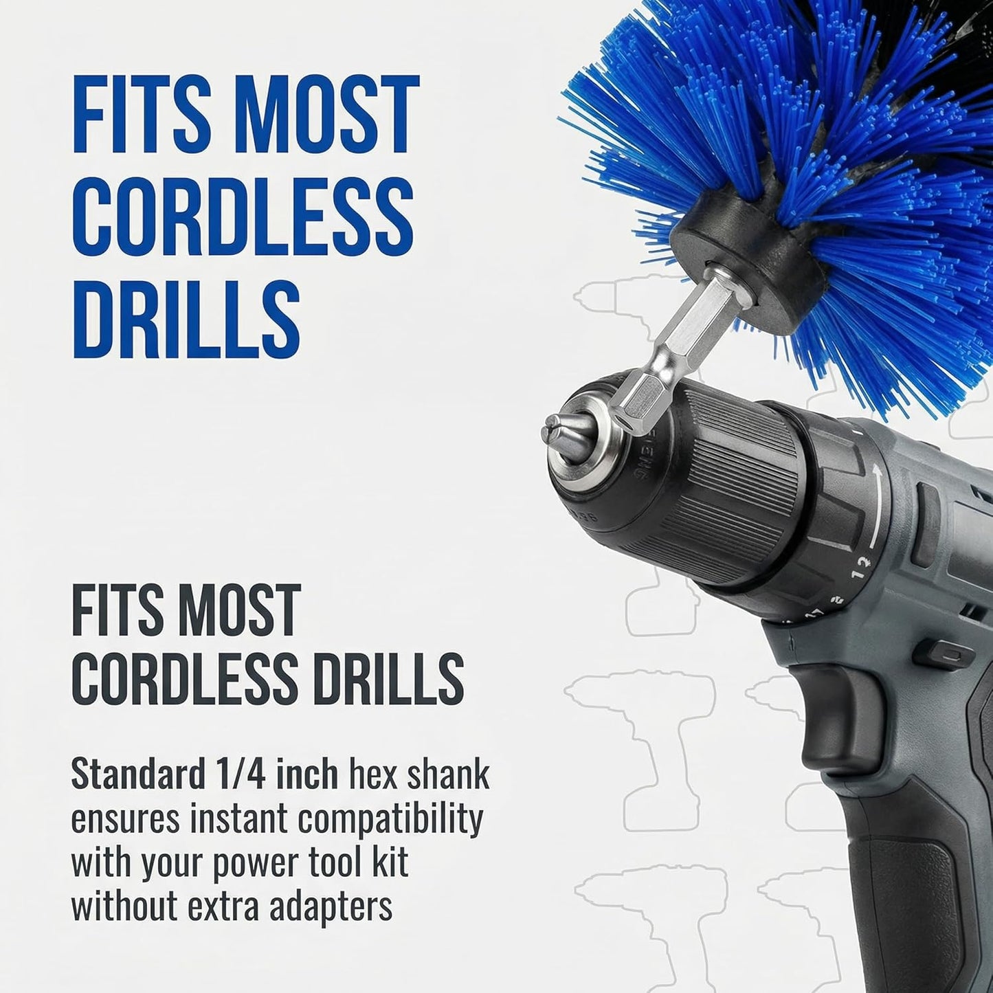 Drill Brush Attachment Set, 5 Pack Power Scrubber Cleaning Brush Kit with Extension Rod for Bathroom, Tub, Tile, Grout, Kitchen, Floor and Wheel Rims (Blue)