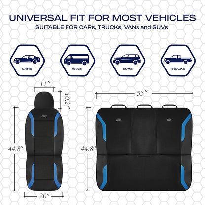 Skechers Memory Foam Seat Covers, Air Cool Mesh Thick Car Seat Covers, Car Seat Covers Front Seats Airbag Compatible, Universal Automotive Comfort for Most Cars, Vans, Trucks, SUV,Black