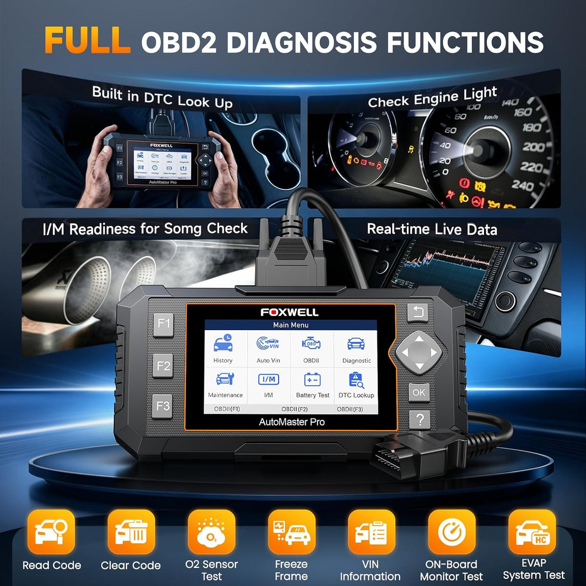 2026 FOXWELL NT624 Elite OBD2 Scanner, All-System 8 Resets Code Reader | Upgraded from NT604/NT614, ABS Bleeding, EPB, Oil, BMS, SAS, Throttle, Injector & DPF Scan Tool for DIY Mechanics