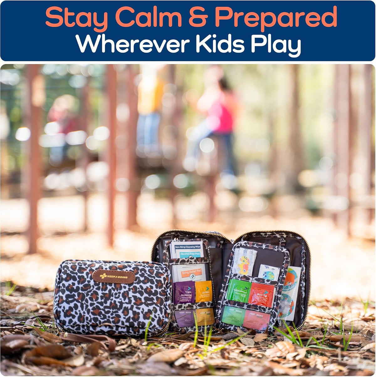 KeepGoing Travel First Aid Kit for Kids – 130 Pc. for Car, Home, Purse, Diaper Bag & Backpack with Latex-Free Bandages - Mini First Aid Kit Travel Size TSA-Approved