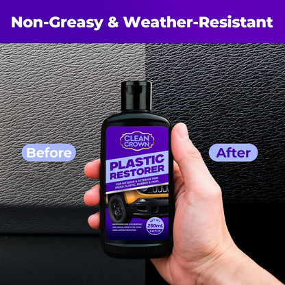 Plastic Restorer for Cars (8.45 fl oz), User Friendly Car Trim Restorer, Quick Plastic Trim Restorer with Free Sponge Applicator, Restores Faded Car Plastics, Bumpers & Against UV Rays