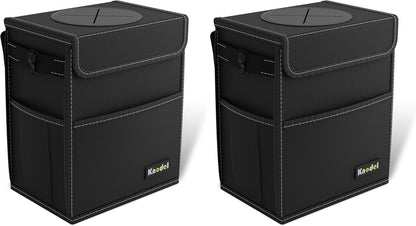 K KNODEL 2 Gallon Black Leak-Proof Waterproof Car Trash Can with Lid