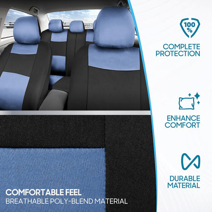 BDK PolyPro Car Seat Covers Full Set in Charcoal on Black – Front and Rear Split Bench for Cars, Easy to Install Cover Set, Accessories Auto Trucks Van SUV