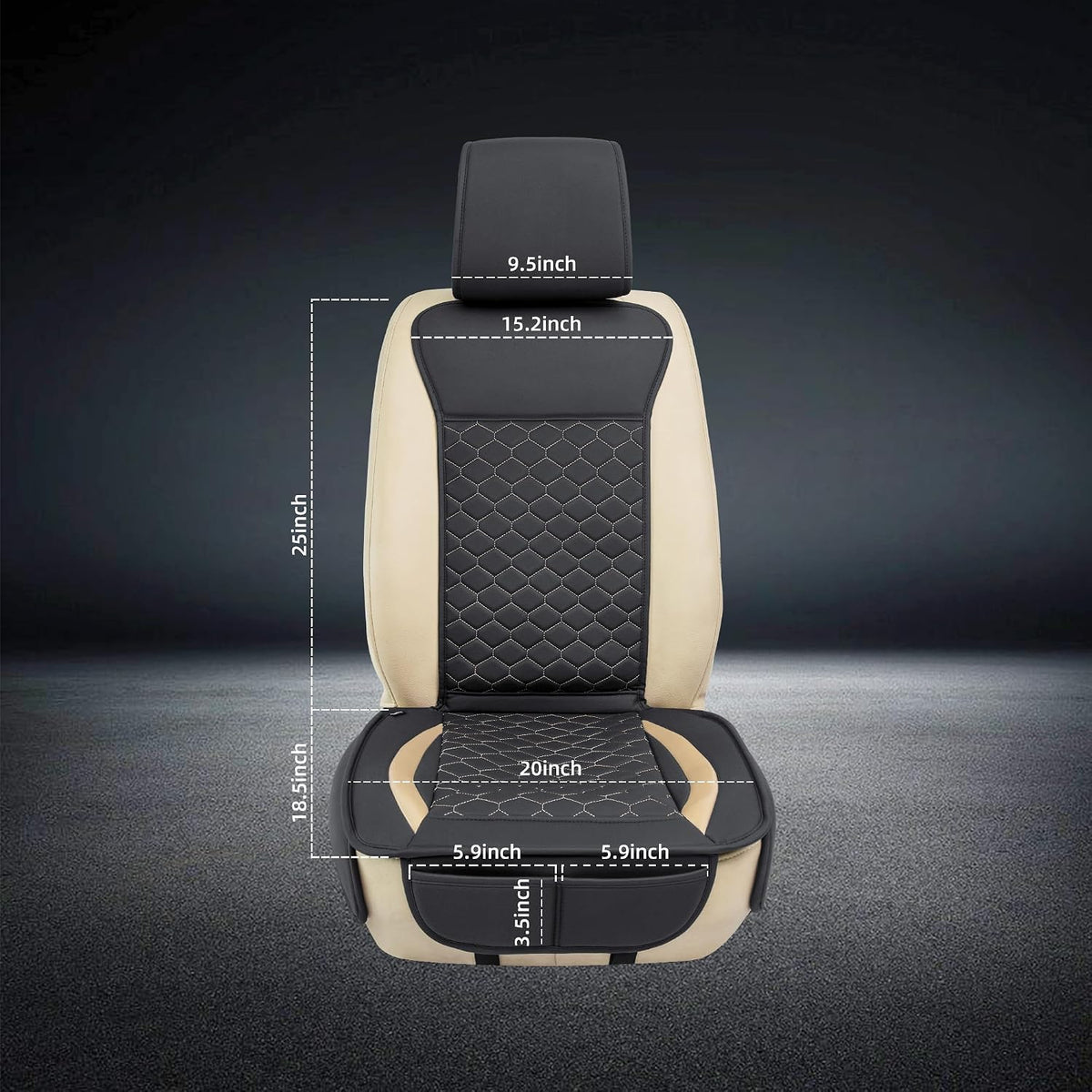 Elantrip 2PCs Front Car Seat Covers Leather Water Proof Seat Protector Universal fit for Most Cars SUVs and Trucks Black