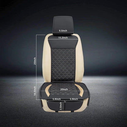 Elantrip 2PCs Front Car Seat Covers Leather Water Proof Seat Protector Universal fit for Most Cars SUVs and Trucks Black
