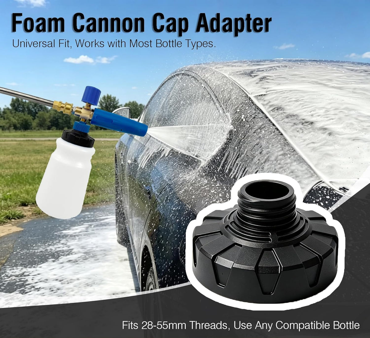 ESP Foam Cannon Snow Foam Lance Pressure Power Jet Washer Quick Release Adjustable Nozzle with 1 Liter Bottle Washing Mitts 1 Towel