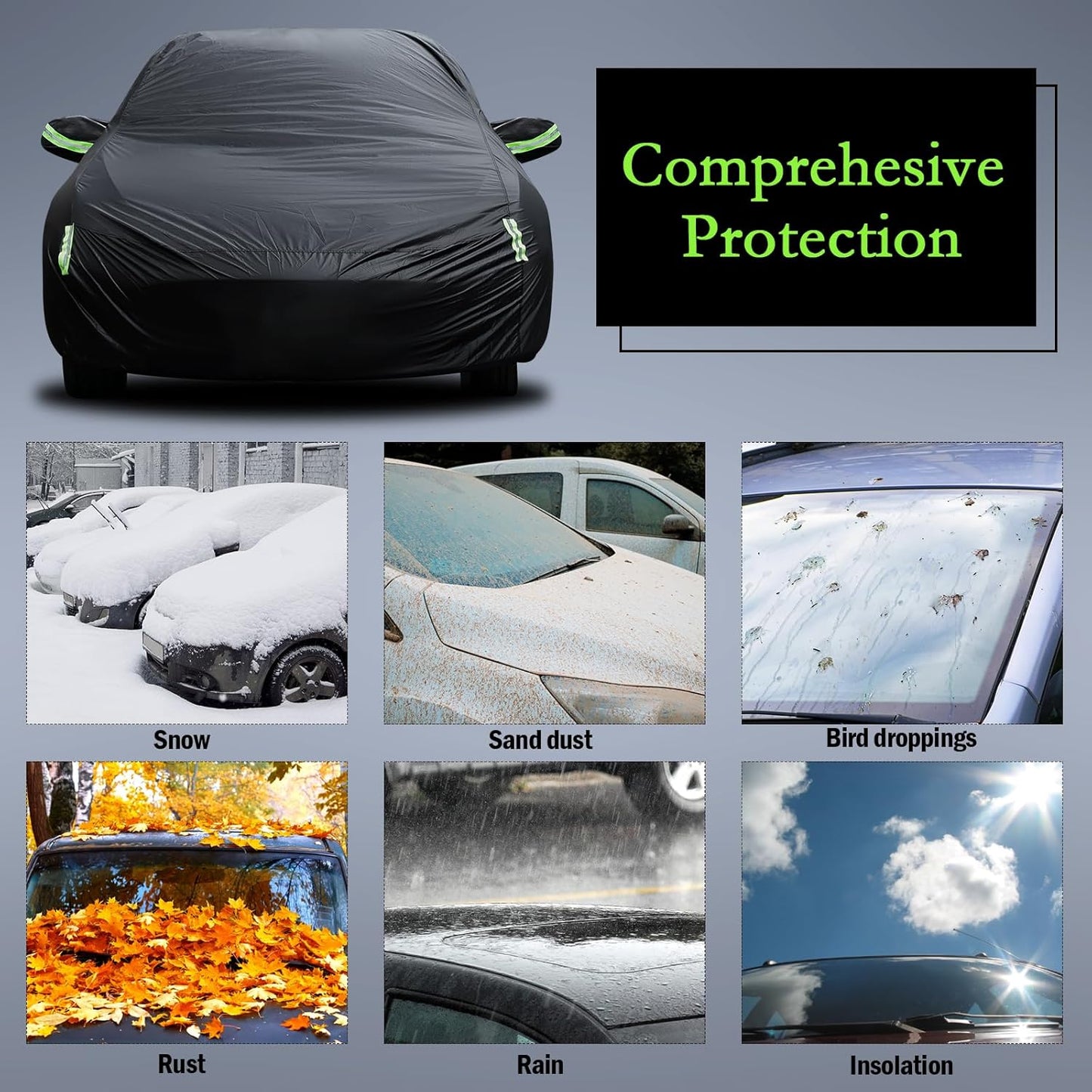 Car Cover Custom Fit for Toyota Corolla 2000-2025, Honda Civic 1991-2025, Waterproof All Weather Full Exterior Cover Rain Sun Protector Car Cover with Door Zipper