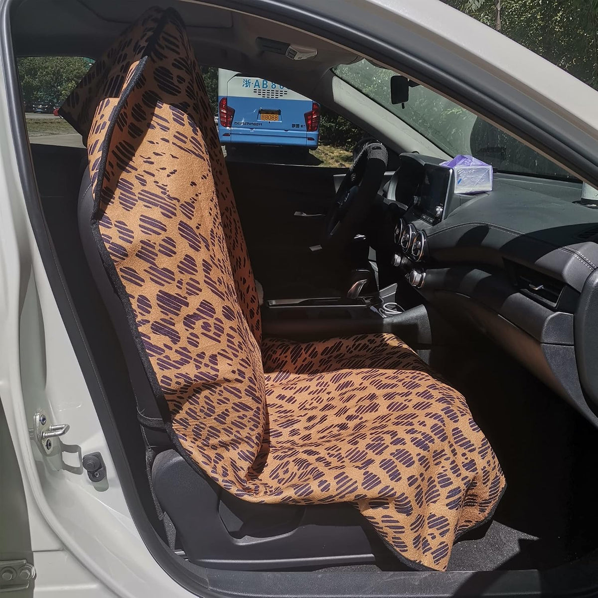 Car Seat Cover Protector Front Seats,for Gym Workout,Running,Swimming,Beach and Hiking,Waterproof Sweat Towel Bucket Seat Covers for Cars SUV Trucks (Black, 1Pcs)