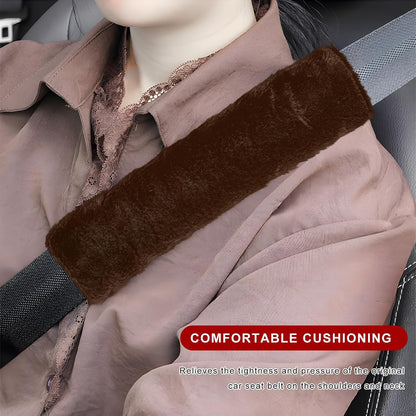 Sun Walker 2PCS Seat Belt Shoulder Pads, Fluffy Soft Plush Auto Seat Belt Pads for Protecting Your Neck & Shoulder, Comfortable Seatbelt Cover Warm Protective Cushion for Most Cars (Purple)