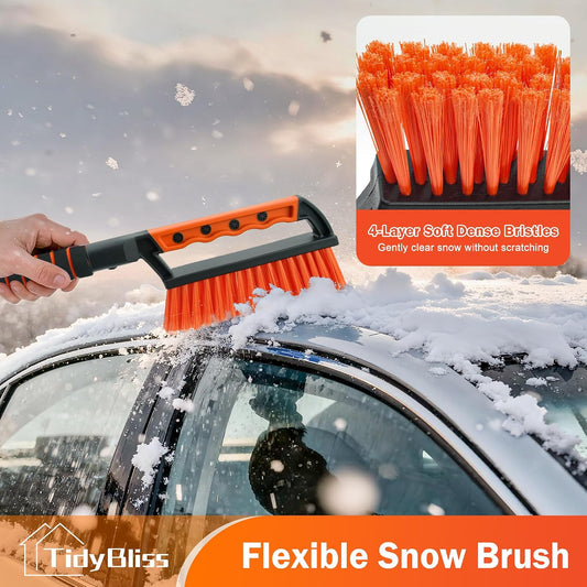 TidyBliss Ice Scraper and Snow Brush for Car Windshield, 24.8 inches Aluminum Frost Remover with Ergonomic Foam Grip for SUV Truck Glass Window (Orange)