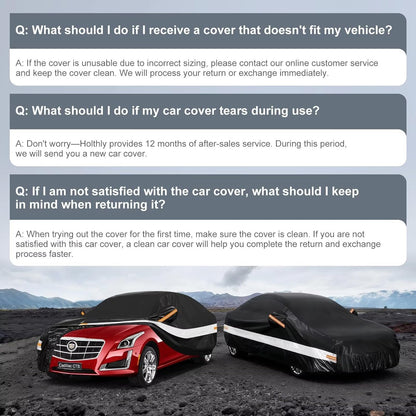 10 Layers Car Cover Custom Fit for Mercedes Benz C Class C250 C300 C43 C63 (1993-2026), Waterproof All Weather for Automobiles, Outdoor Full Cover Sun Dust Rain Protection with Cotton. Black - Colors B