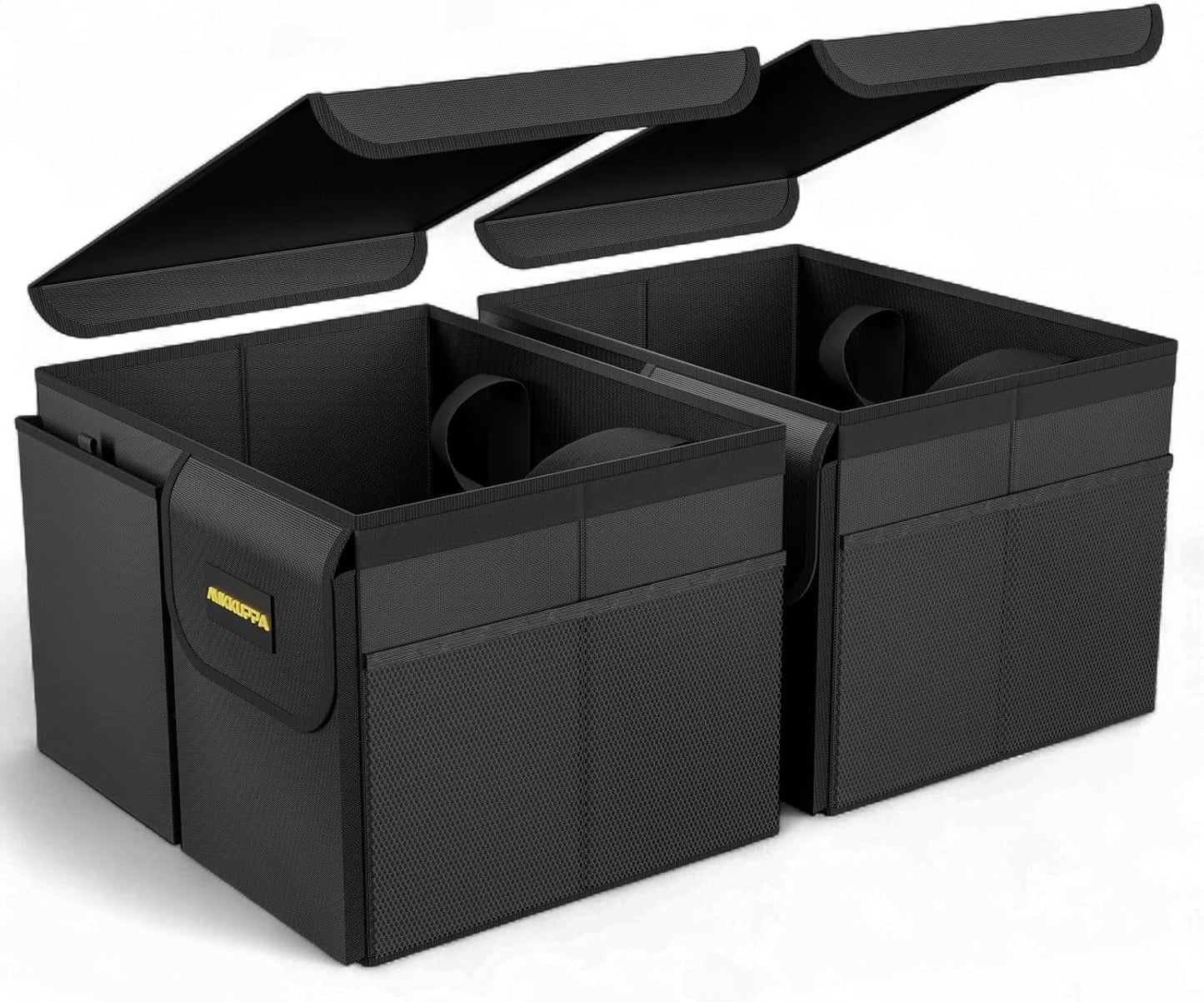 MIKKUPPA Car Trunk Organizer - 65L Collapsible Trunk Organizer with Lid, Sturdy Car Storage for SUV Auto Truck Van with Adjustable Straps and Non Slip Bottom (Black)
