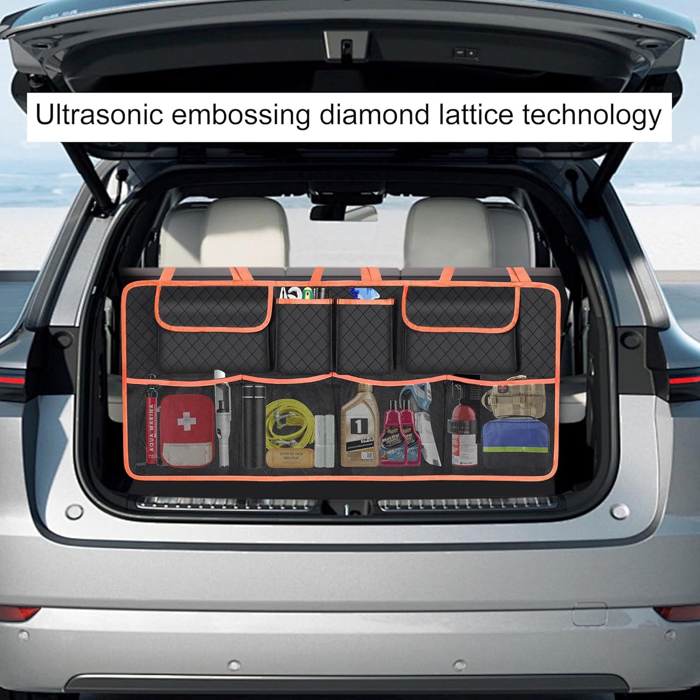 Car Trunk Organizer and Storage, Large Capacity Backseat Hanging Storage Accessories, Backseat Car Organizer for SUV/MPV/Truck (Black)