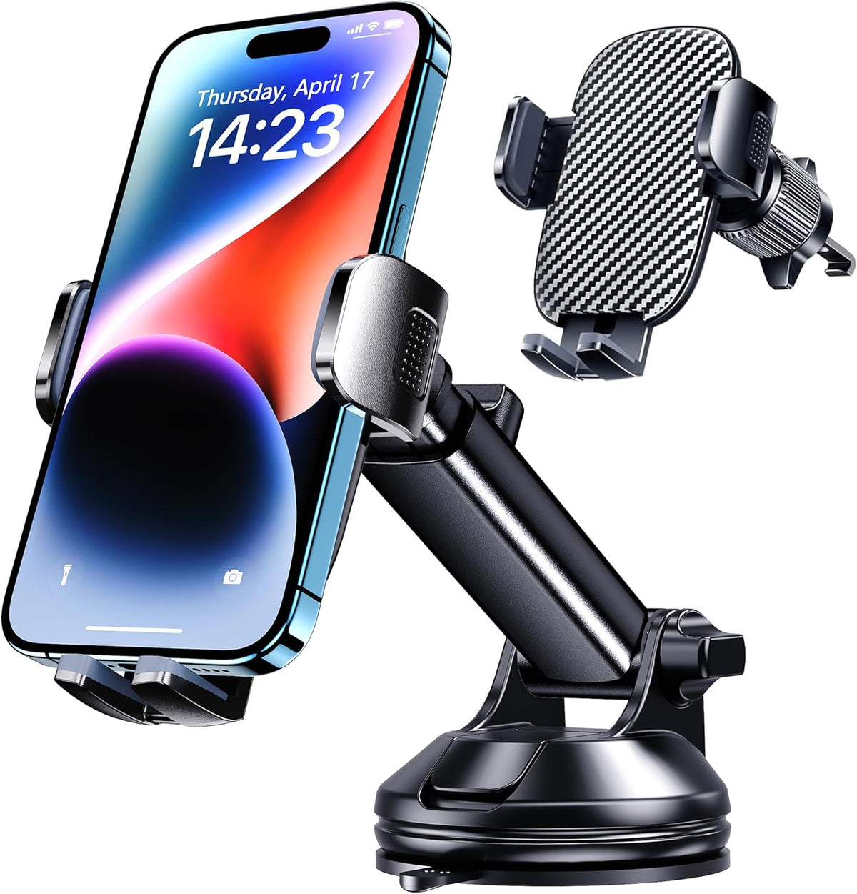 Qifutan Car Phone Holder Mount Phone Mount for Car Windshield Dashboard Air Vent Universal Hands Free Automobile Cell Phone Holder Fit for iPhone Smartphone Camera Mounts