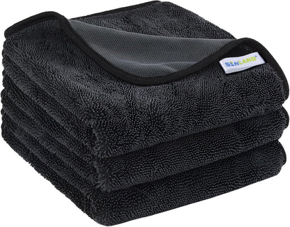 SINLAND Microfiber Car Drying Towels Ultra Absorbent,No Streaks,Scratches, or Water Spots,Wash Cleaning Auto Detailing Towels 380gsm 16inch x 24inch 6 Pack Grey