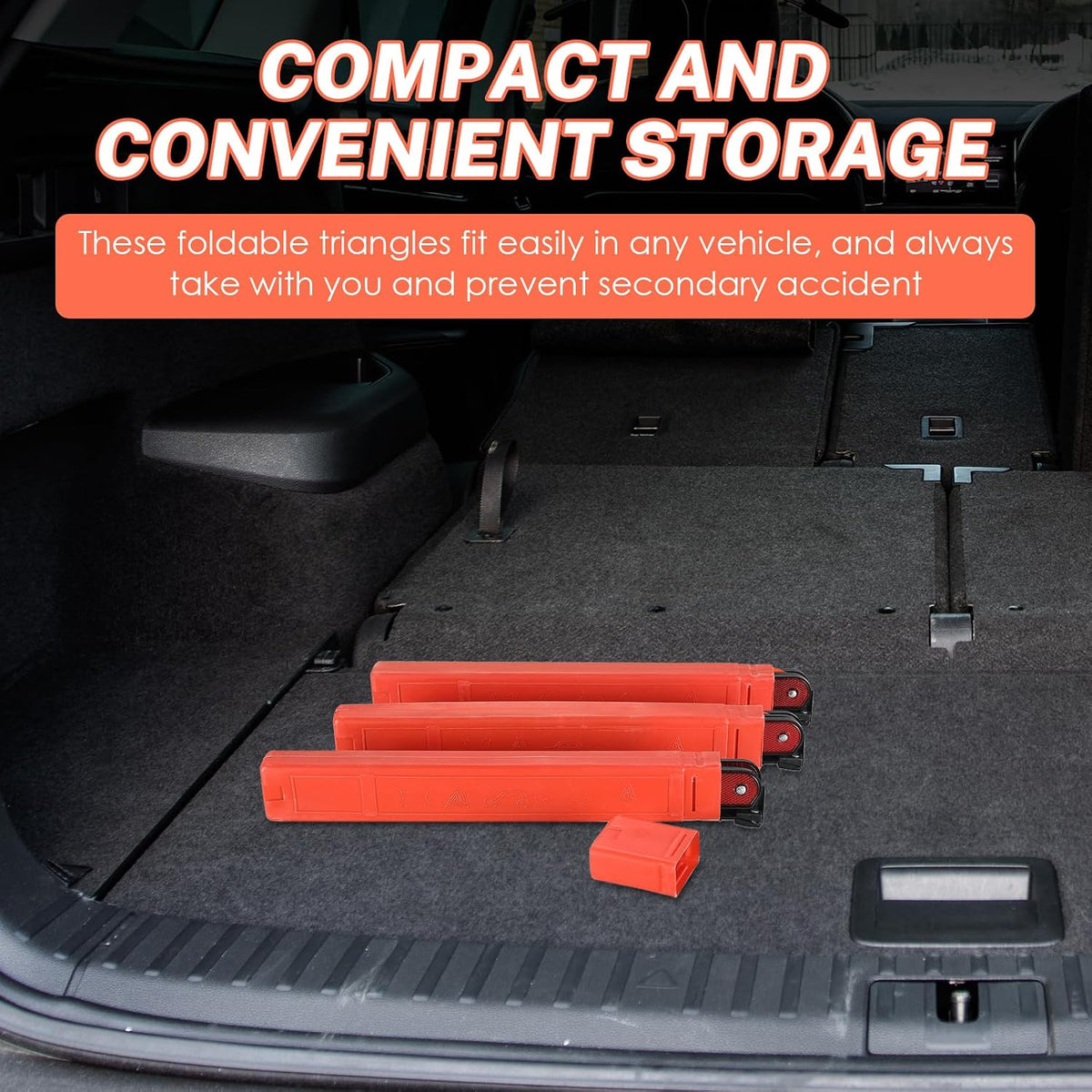 NATGAI 3 Pack Emergency Warning Triangles, Reflective Roadside Safety Triangle Kit with Storage Case, Foldable Hazard Reflective Triangles for Vehicles, Car Breakdowns, and Roadside Emergencies
