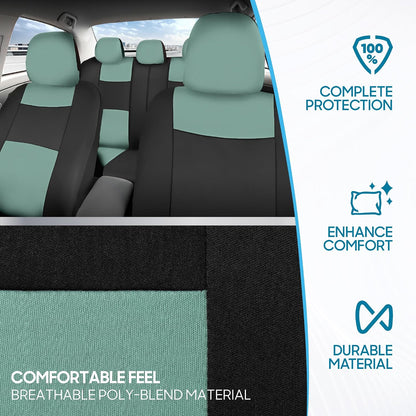 BDK PolyPro Car Seat Covers Full Set in Charcoal on Black – Front and Rear Split Bench for Cars, Easy to Install Cover Set, Accessories Auto Trucks Van SUV
