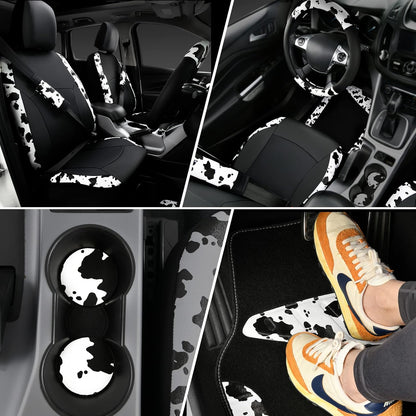 CAR PASS Waterproof Universal Car Floor Mats, Leopard Print Car Mats Fit for SUV,Vans,sedans, Trucks,Set of 4pcs Car Carpet with Driver Heel Pad and Nibs Backing, Leopard Car Accessories Gray Leopard