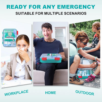 General Medi 110 Pieces Small First Aid Kit - HardCase First Aid Box - Contains Premium Medical Supplies for Travel, Home, Office, Vehicle, Camping, Workplace & Outdoor