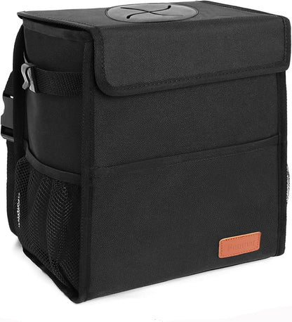 Femuar Leak Proof Car Trash Can with Lid - Waterproof Automotive Garbage Bin for SUVs, Collapsible and Portable Car Trash Bag, Black