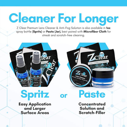 Z Clear 6oz Lens Cleaner Spray for Glasses + Microfiber Cloth | Cleans So Deep Lenses Stay Fog-Free 1-3 Days | Eyeglasses, Goggles, Mirrors, Windshields | Anti-Static, Streak-Free | USA