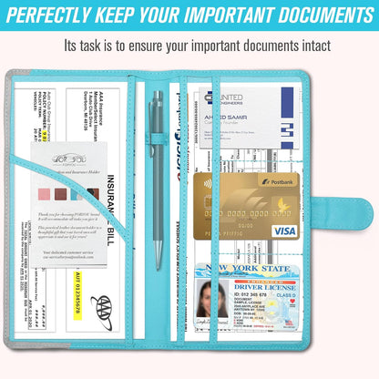 foryou Car Registration and Insurance Holder Car Document Holder Registration and Insurance Card Holder for Cards, Driver License & other Essential Documents(Purple Pink)