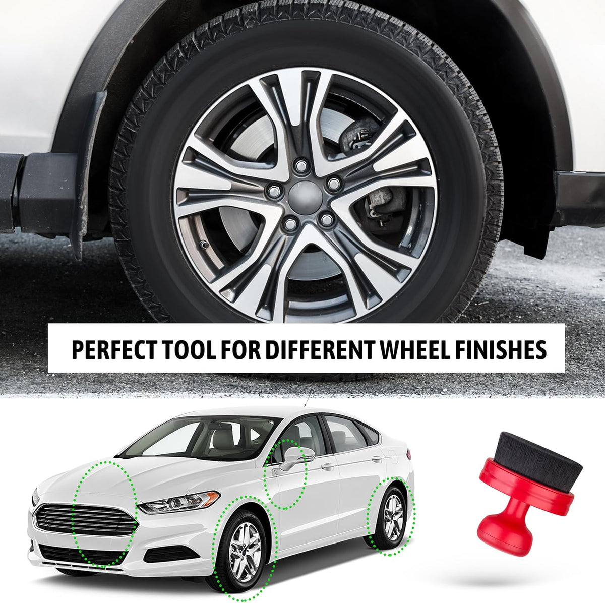 BABYSHEEP Car Tire Shine Applicator,Vegan Tire Shine Brush with Stand for Auto Detailing Cleaning Service (Black)
