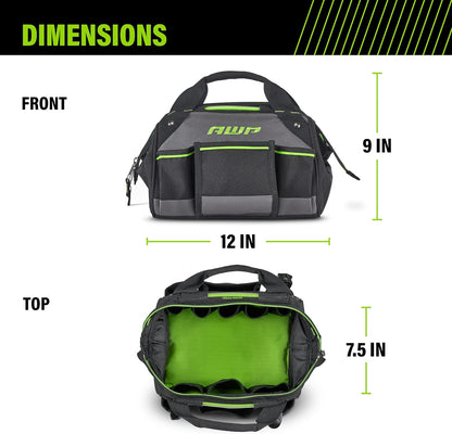AWP Tool Bags, Premium Tool Bag, Black, Durable Tool Tote, for Professionals and Contractors