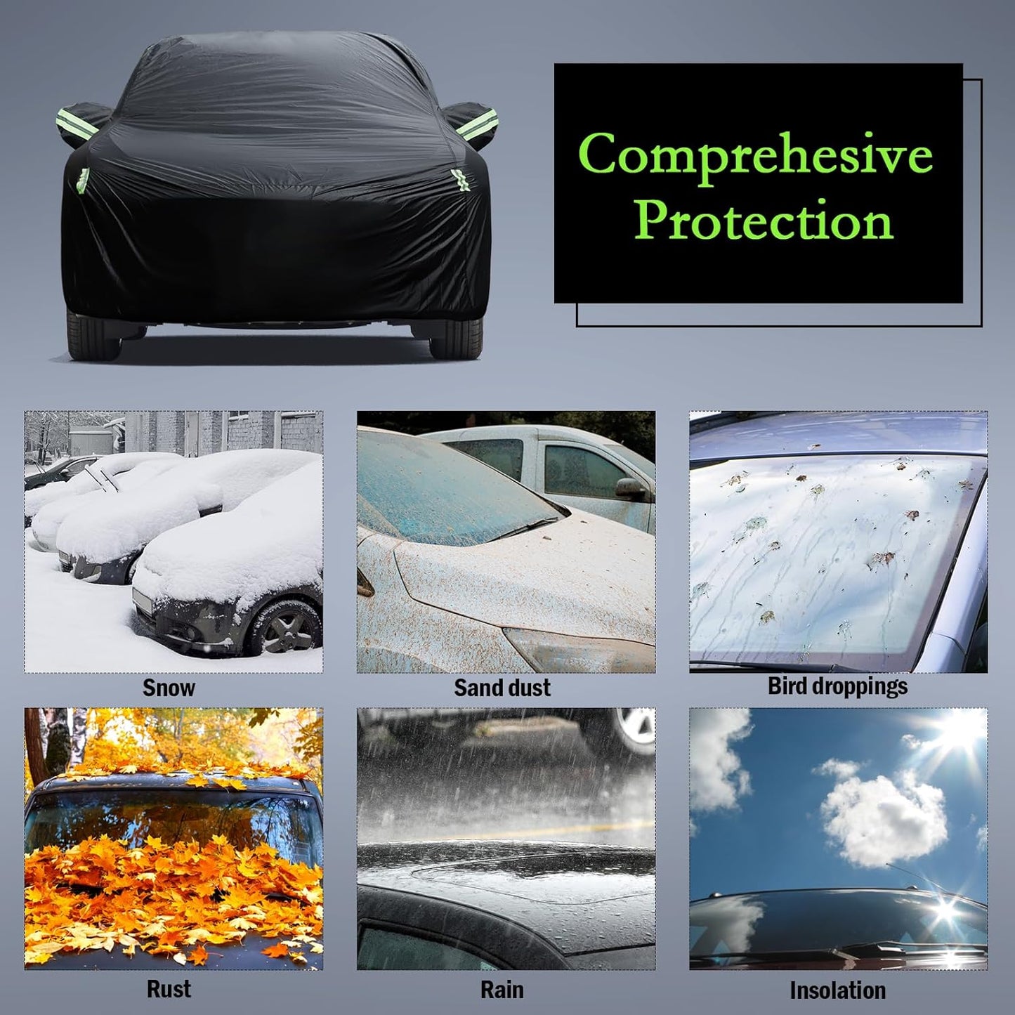 Car Cover Custom Fit for Toyota Corolla 2000-2025, Honda Civic 1991-2025, Waterproof All Weather Full Exterior Cover Rain Sun Protector Car Cover with Door Zipper