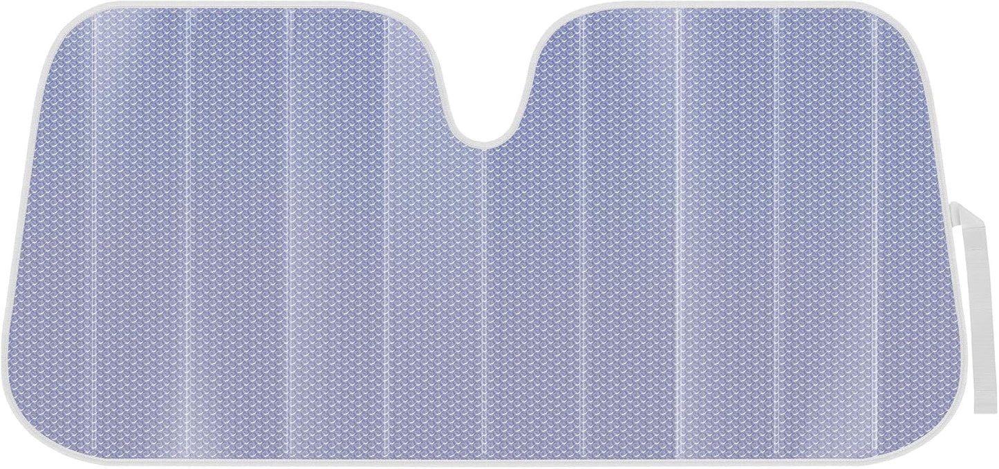 Iridescent Matte White Front Windshield Sunshade-Accordion Folding Auto Shade for Car Truck SUV-Blocks UV Rays Sun Visor Protector-Keeps Your Vehicle Cool- 58 x 27 in