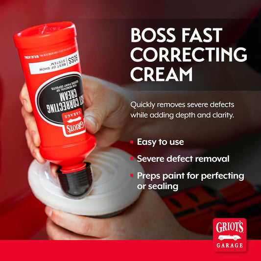Griot's Garage BOSS Fast Correcting Cream for Car Polishing and Detailing, Swirl, Scratch Remover for Vehicles, 16oz