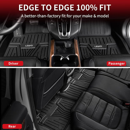 LASFIT Floor Mats for Honda CR-V 2026 2025 2024 2023 (Gasoline & Hybrid & e:FCEV), All Weather TPE Custom Fit Anti-Slip Pet Friendly Car Liners, 1st & 2nd Row Black