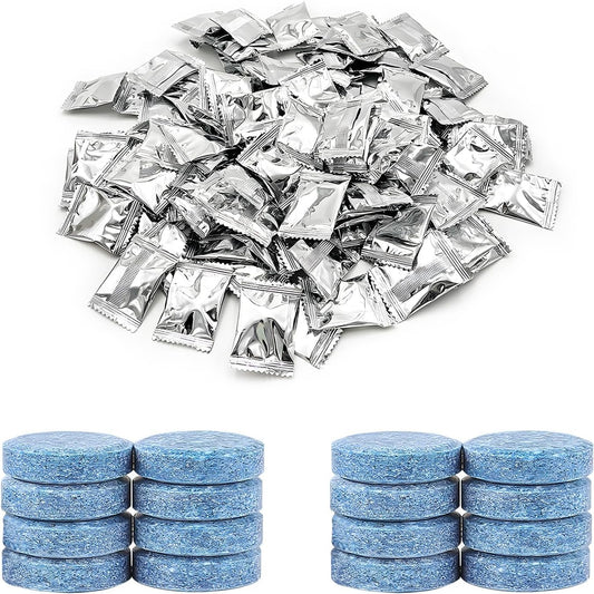 100 PCS Car Windshield Washer Tablets, Windshield Wiper Fluid Concentrate Washer Tablet Glass Cleaner, Solid Effervescent Tablets for Car Window Glass Room Kitchen Cleaning