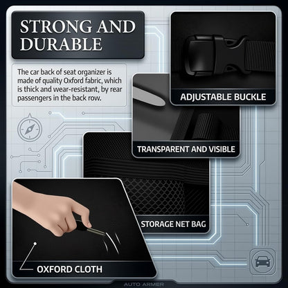 2026 New Backseat Car Organizer,Multifunctional Back Seat Car Organizer with Foldable Table Trays,Hanging Cars Seats Backs Organizers as Kick Mats Back Seat Protector