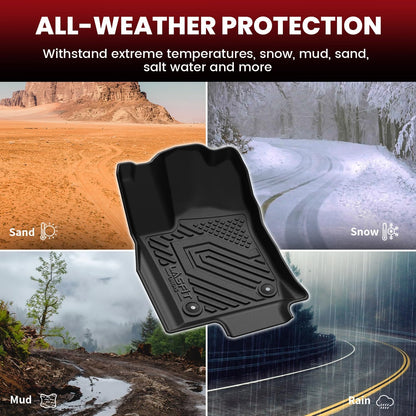 LASFIT Floor Mats for 2019-2025 2026 Ram 2500/3500 Crew Cab Bucket Seat for Carpet & Vinyl Floor (NOT fit Model with PTO Kit), All Weather TPE Custom Fit Car Mats Floor Liners 1st & 2nd Row, Black