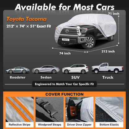 Car Cover Waterproof All-Weather,Heavy-Duty Outdoor Full Exterior Automobiles Sedan/Coupe (Length 186-193 inch) with Windshield Sun Shade Universal Fit Toyota Camry, Tesla Model 3, Accord etc